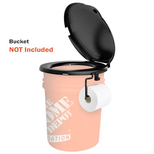 Black Portable Toilet Seat for 5 Gallon Buckets Camping Hiking Outdoor