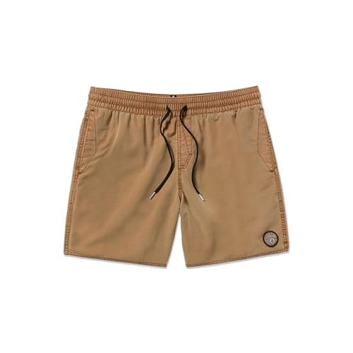 Volcom Mens 17" Elastic Waist Surf Swim Trunks ? Quick-Dry Boardshorts with Drawstring and Back Pocket