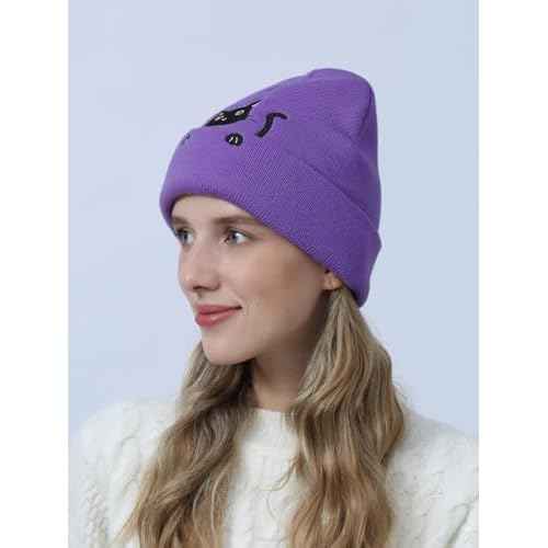 Cat Beanie Cute Lover Gifts Animal Knitted Hats for Cat Mom Women Funny Stuff Accessories Decor