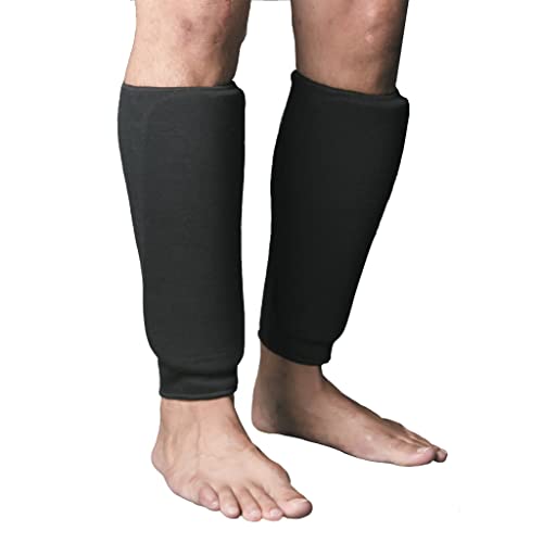 Large Cloth Shin Guard for Sports Injury Protection - Black