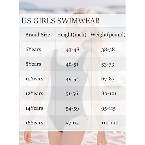 Girls Swimsuits for Girl One Piece Swimsuit Solid Color Girls' Swimwear Cute Kids Bathing Suit Quick Dry 6-16Y Yizuoding005