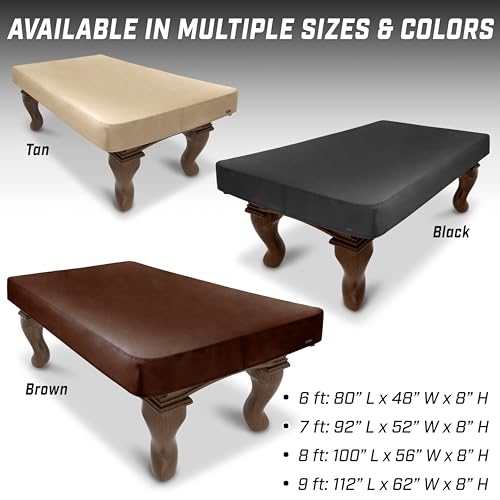 8 ft Leatherette Pool Table Cover Waterproof Tearproof Heavy Duty Brown