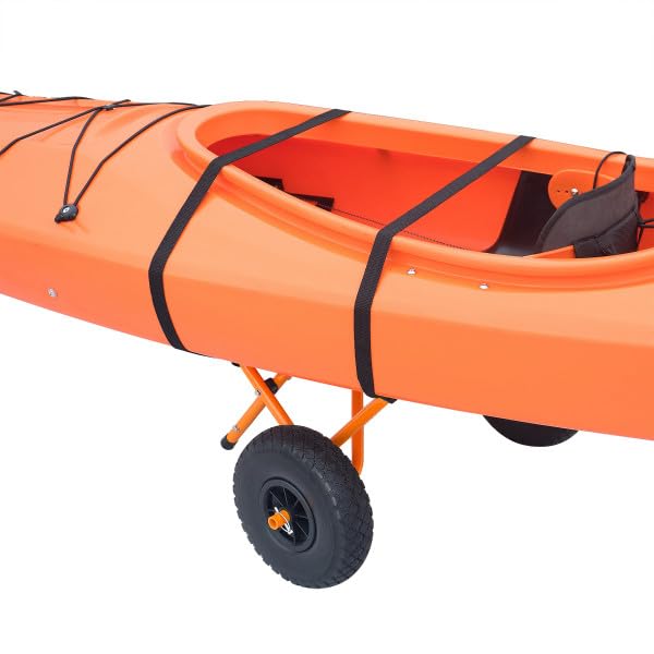 Kayak Cart – 150 Lbs Capacity Canoe Dolly with Airless Tires, Foldable Aluminum Frame, and Carrying Bag for Personal Watercraft by Rad Sportz (Orange)