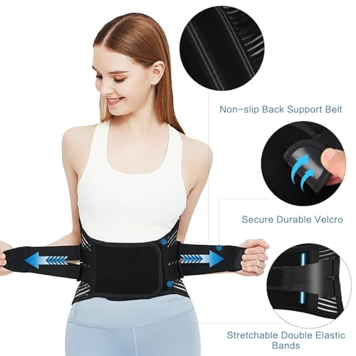 Back Brace Support Belt For Men & Women, Lumbar Support Belt Relief for Upper and Lower Back Pain , Sedentariness ,Sciatica£¬Scoliosis and Herniated Disc -Adjustable Breathable Back Brace Suitable For Home, Fitness, Driving, Work,Travel-Black(Medium)