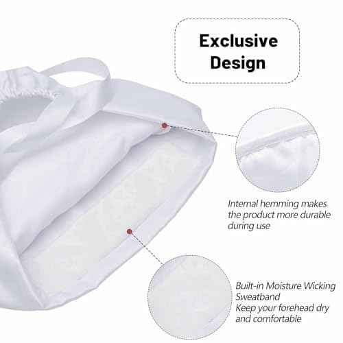 Working Cap Scrub Caps for Women, Adjustable Long Hair Nurse Head Cap, Surgical Bonnet with Sweatband & Buttons