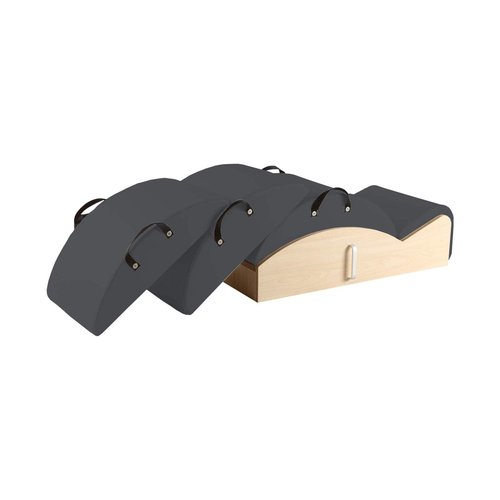 ELINA PILATES Spine Corrector 3 in 1, Spine Mobility, Muscle Toning, Shoulder and Hip Pain Rehabilitation, Anti-Slip Synthetic Leather and Wooden Spine Corrector (Grey)