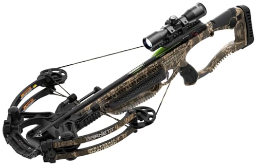 Barnett Whitetail Hunter Crossbow, with 4x32mm Multi-Reticle Scope, 2 Arrows, Lightweight Quiver, STR without Crank Device