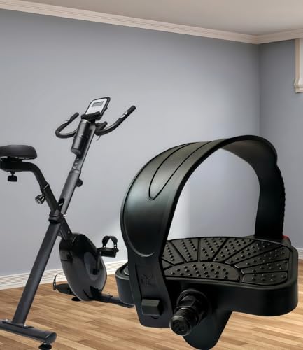 Pro-Grade Exercise Bike Pedals with 9/16" & 1/2" Spindles, Adjustable Straps, Anti-Slip, 500lb Capacity - Fits Peloton & More - Variation of THIS listing