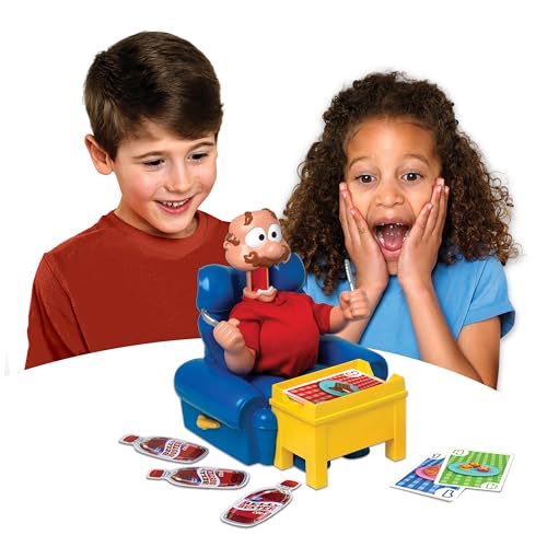 Gassy Gus, The interactive gut-busting game that's a hoot when you toot! Feed Gus gassy foods, but watch out for the big blast of gas! Packed with hilarious sounds, it's Ideal for 2-4 players ages 4+
