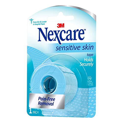 Nexcare Sensitive Skin Low Trauma Tape, 1 in x 4 yd, Pain-Free Removal, Hypoallergenic, 12 Rolls