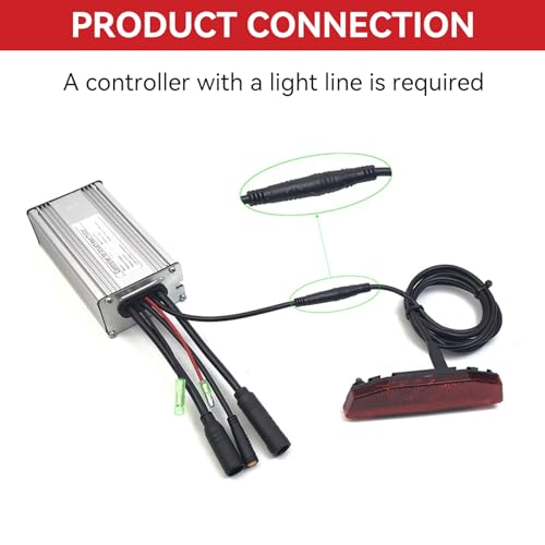 EBike Tail Light, 6V-60V LED Warning Light High Brightness Bike Rear Light Night Riding Equipment Waterproof Connector Electric Bike Accessories for Night Riding Cycling