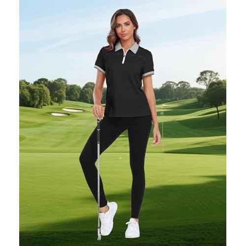 Little Beauty Womens Golf Shirt Short Sleeve Collared Polo Shirts for Women Zip Up Dry Fit Workout Tops
