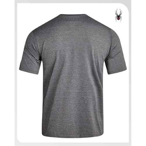 Spyder Mens Athletic Shirts - Moisture Wicking Short Sleeve Crewneck Workout Shirts for Men - Relaxed Fit Mens Shirts for Gym