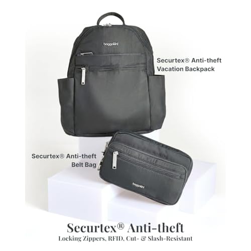 Securtex¢ç Anti-theft Vacation Travel Backpack 10x13" Slash-Resistant Nylon Daypack w/RFID, Charcoal