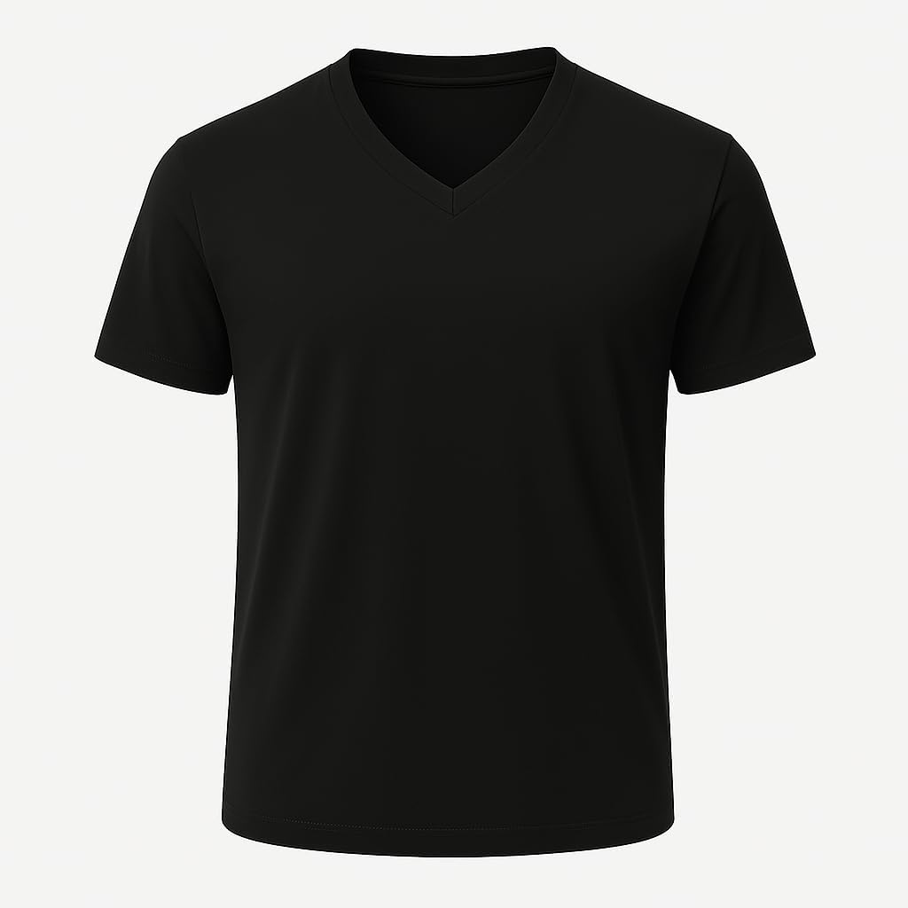 2-Pack Bulk Men’s V-Neck T-Shirts – Soft Pre-Shrunk Premium Cotton, Short Sleeves, Reinforced Collar, Crew Neck, Casual Fit