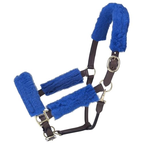 Horse Fleece Halter Set - Tough1 Royal Blue, Soft Plush Padding