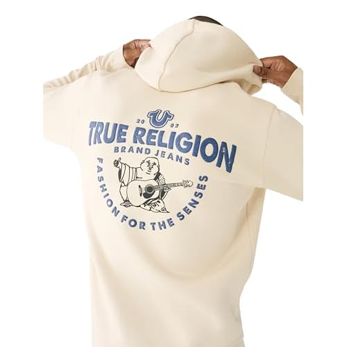 True Religion Men's Puff Print Core Zip Up Hoody ? Full Zip with Graphic