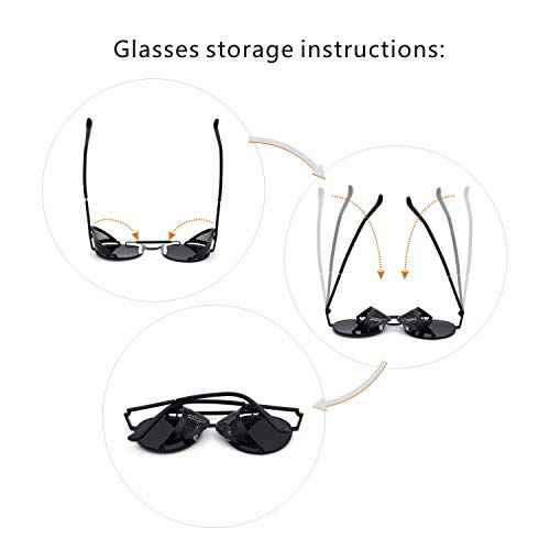 RONSOU Steampunk Style Round Vintage Polarized Sunglasses Retro Eyewear UV400 Protection Matel Frame