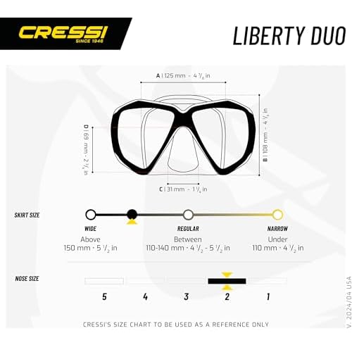 Cressi Perfect View Scuba Diving, Snorkeling Mask in Pure Comfortable Silicone - Liberty Duo: Designed in Italy