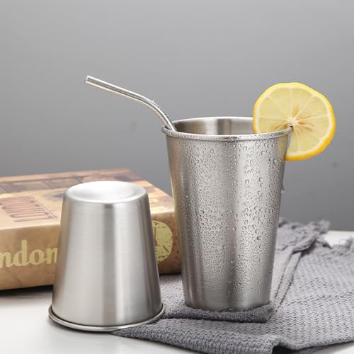 Stainless Steel Drinking Cups 8 oz Pack of 8 - Silver, Unbreakable & Reusable