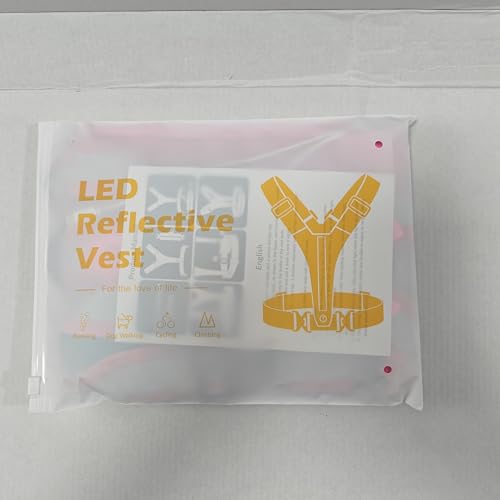 Led Light Up Running Vest Reflective Vest for runners night walking, Rechargeable LED Reflective Running Vest High Visibility with Adjustable Waist/Shoulde, Reflective Armband for Women Men (Pink)