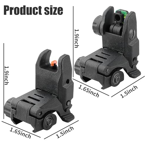 Flip Up Sight Front and Rear Flip Lightweight Tactical Sights - Black-1