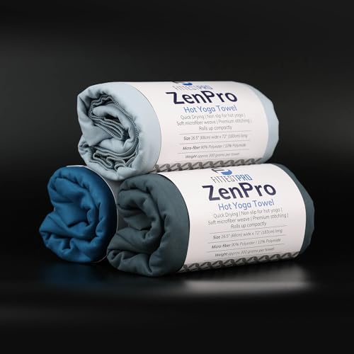 Light Blue Non-Slip Hot Yoga Towel 72x26.5 Inches for Bikram Pilates & Yoga Mats