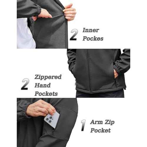 COOFANDY Men's Hooded Softshell Jacket Waterproof Fleece Lined Windbreaker Lightweight Outdoor Hiking Jacket