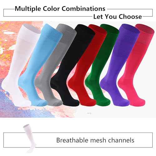 Dsource Unisex Soccer Socks, Knee High Solid Baseball Football Sports Team Socks