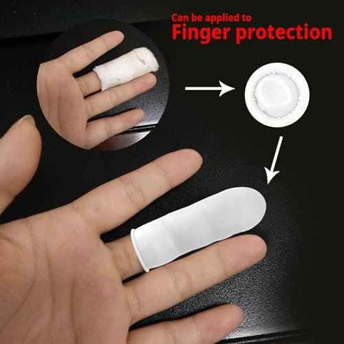 100 Pcs Disposable Finger Cots, Large Latex Finger Protectors for Clean and Dry Protection, Rubber Fingers Tips Tips for Beauty and Electronic Repair (Large White)