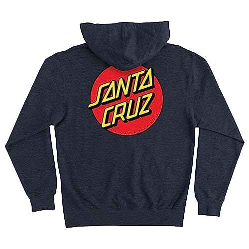 SANTA CRUZ Classic Dot Zip Hooded Midweight Sweatshirt Navy Hthr XXL Mens