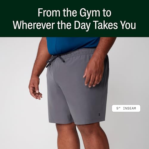 Big & Tall Athletic Shorts for Men 3X-Large 2-Pack Black Grey 9 Inch Gym Shorts