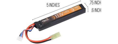 Lancer Tactical LiPo Airsoft High-Performance Battery 11.1V 1300mAh 20C Stick - Tamiya Connector, Designed for Airsoft M4 (Includes Safety Charging Bag)