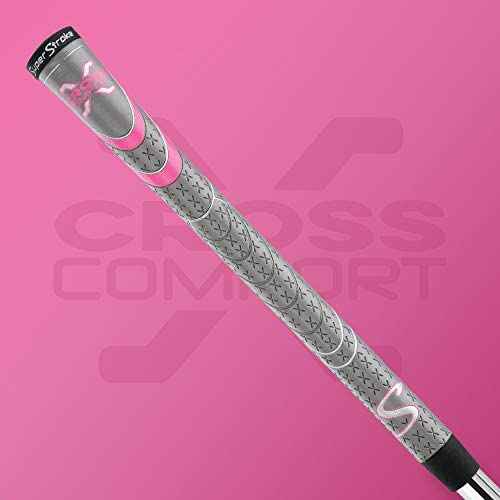 SuperStroke Cross Comfort Golf Club Grip, Gray/Pink (Undersize), Pack of 13 Soft & Tacky Polyurethane That Boosts Traction X-Style Surface & Non-Slip, Swing Faster & Square The Clubface More Naturally