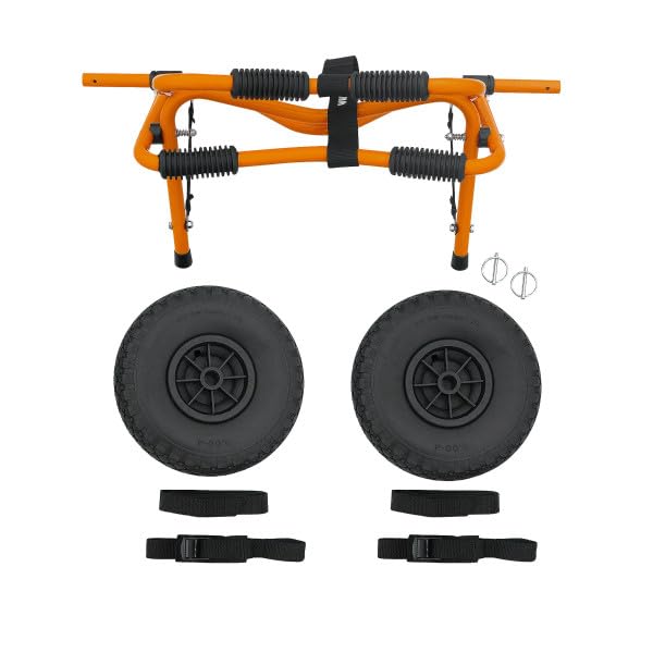 Kayak Cart – 150 Lbs Capacity Canoe Dolly with Airless Tires, Foldable Aluminum Frame, and Carrying Bag for Personal Watercraft by Rad Sportz (Orange)