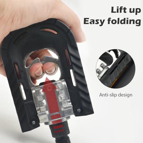Foldable Bike Pedals with Reflective Strips - Black and Silver, 9/16''