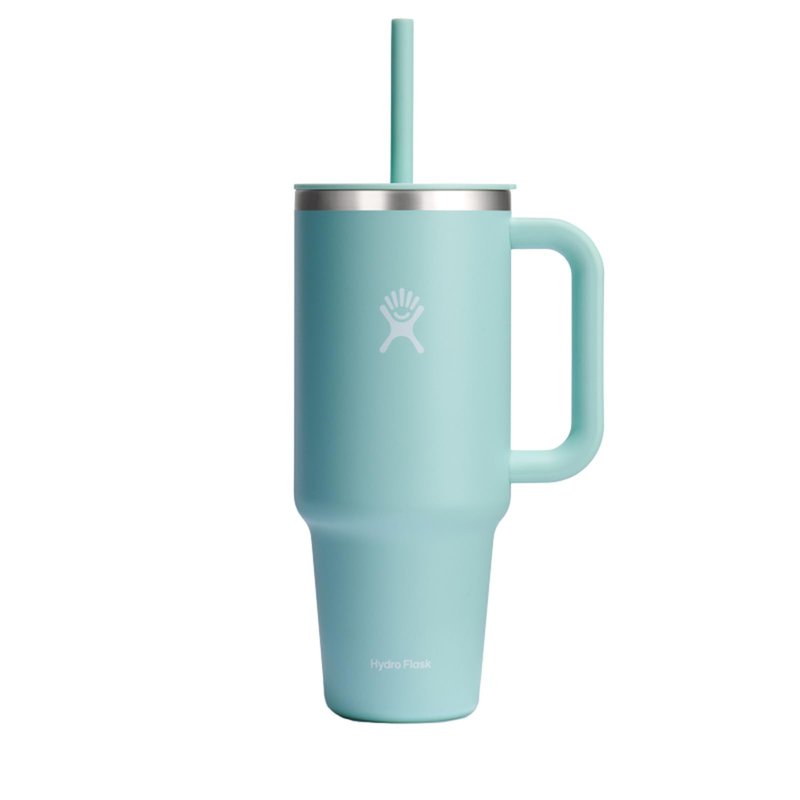 Hydro Flask Travel Tumbler with Handle, Lid and Straw - Insulated Stainless Steel in 40 Oz Dew