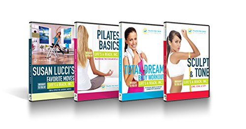 Life's A Beach Blue Pilates Pro Exercise Workout Fitness Chair Bench with 4 DVDs