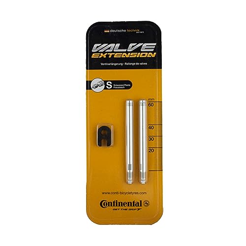 60mm Silver Bicycle Valve Extender Pack of 2 - Presta Valve Adapters
