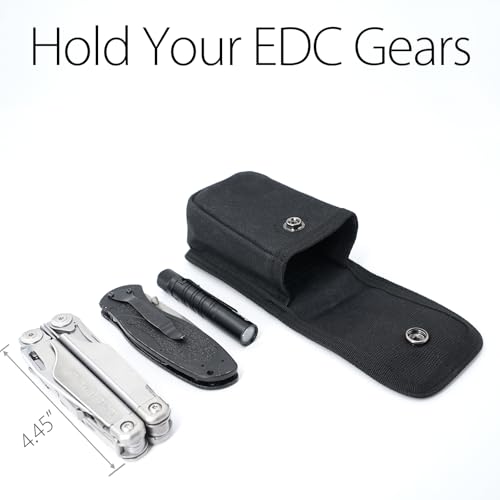 Small EDC Belt Pouch with Snap Closure - Waxed Canvas Holster for Hiking Camping Fishing