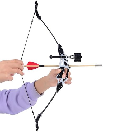 18.9-inch Bow and Arrow,Stainless Steel Mini Bow, Arrow Mini Reverse Bow, Mini Composite Bow, Metal Bow, Indoor Competitive Shooting Sports Shooting,Advanced Stainless Steel Material (White)