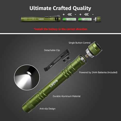 Lepro LED Pen Flashlights, Lightweight, Mini, Waterproof Pocket Flashlight with Clip, 2 Pack Small Flashlights for Inspection, Work, Emergency