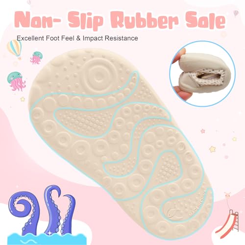 Toddler Water Shoes - Barefoot Aqua Socks for Kids Breathable Quick-Dry Beach Pool Shoes, 6-6.5 Beige