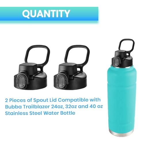 Auto Flip Water Bottle Lids for Bubba Trailblazer 24oz 32oz 40oz & Flo Kids 16oz - 2 Pack Replacement Spouts