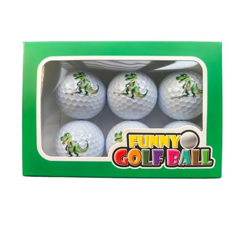 Dinosaur Pattern Colored Golf Balls - 6 Pack Fun Golf Practice Balls