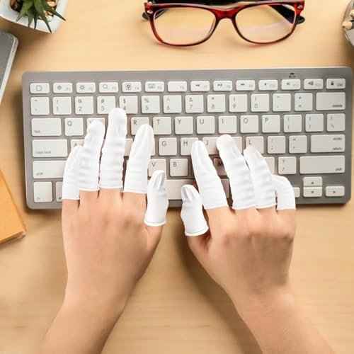(Approx 300 Pcs) Finger Covers,Latex Finger Covers Disposable Gloves,Thumb and Fingertip Protector Finger Glove,Suitable for Cleaning Beauty Electronic Component Repair Handmade Oroduction(Whiter)