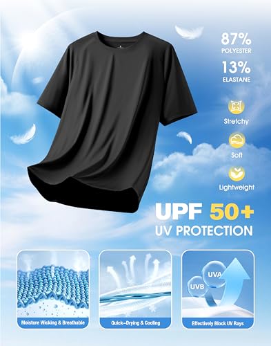 Men's Athletic Workout T-Shirt Large Black Moisture Wicking Running Shirt