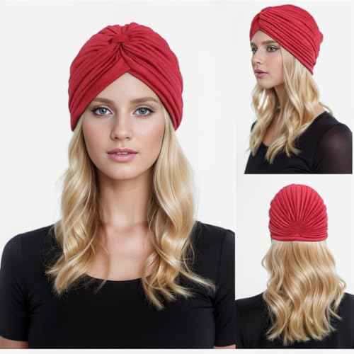Women Men Turban Hat, Vintage Polyester Pleated Head Wrap Headband Cross Twist Arab Hair Wrap Chemo Turban Headwear