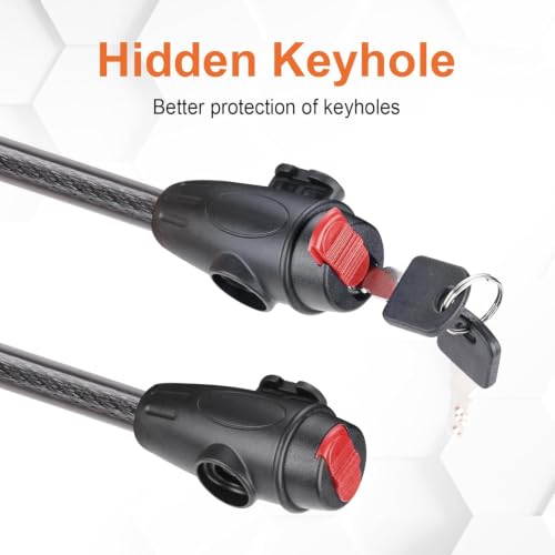 Heavy Duty Anti-Theft Bike Cable Lock 4FT Long 1/2 Inch Thick Steel Key Lock with Mounting Bracket - Variant: Steel / Key Lock