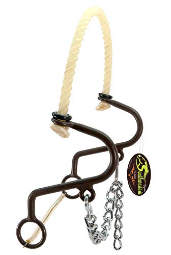 Western Hackamore Rope Nose Band Antique Bronze 6-inch Cheek Adjustable